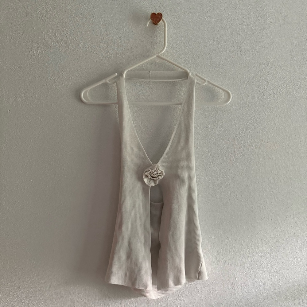 SHEIN White Floral Halter Top